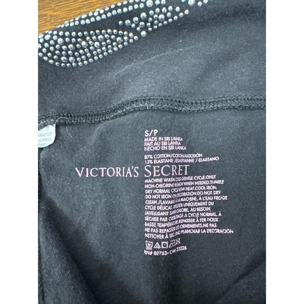 Victoria's Secret Pants Womens Small Black Angel Wings Yoga Foldover Flare Y2K - Picture 2 of 10